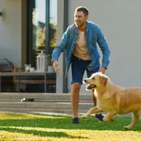 Family playing outside